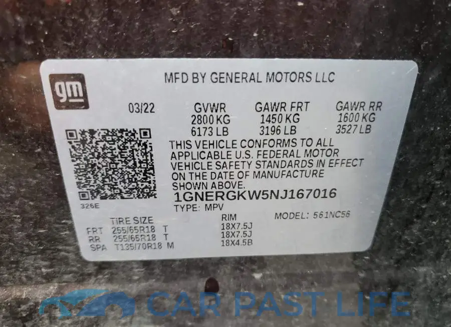 1GNERGKW5NJ167016# 13