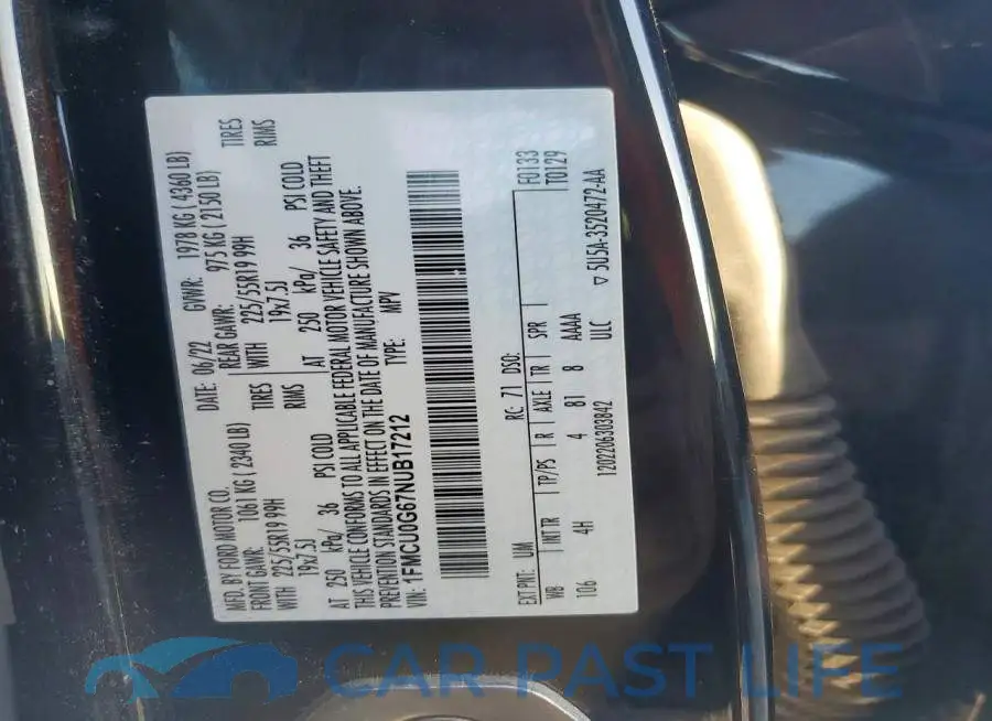 1FMCU0G67NUB17212# 14