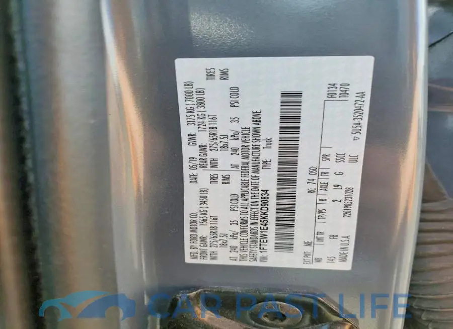 1FTEW1E45KKD90834# 12
