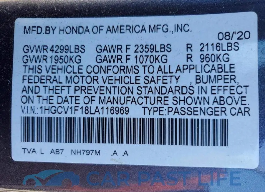 1HGCV1F18LA116969# 12