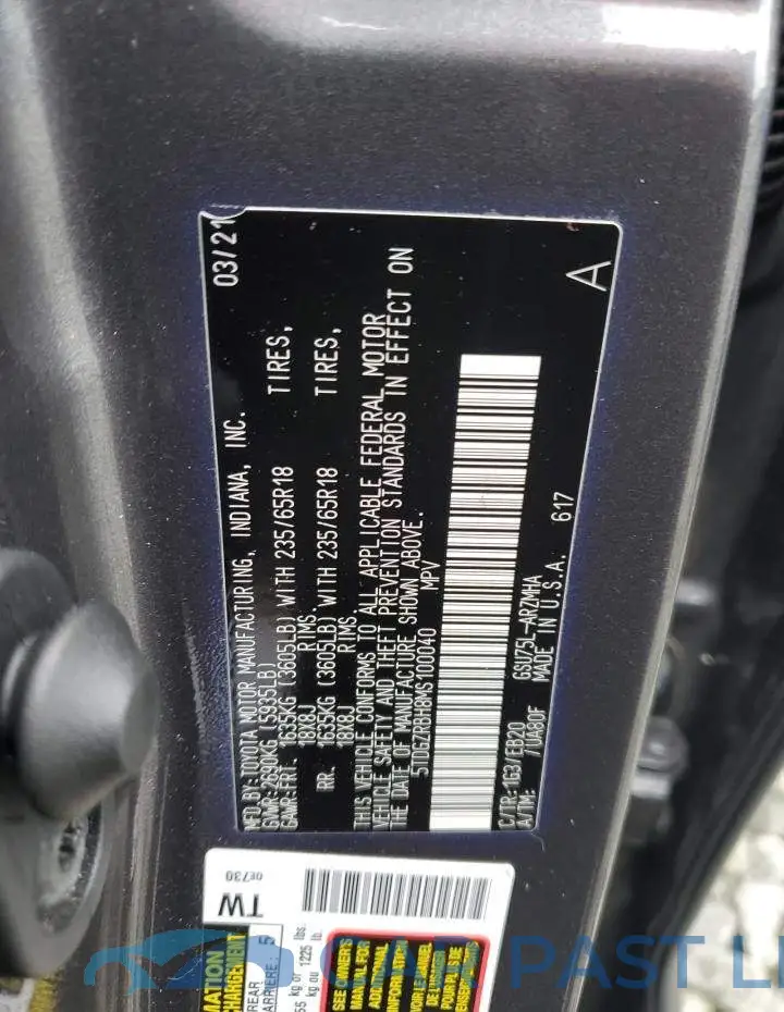 5TDGZRBH8MS100040# 13