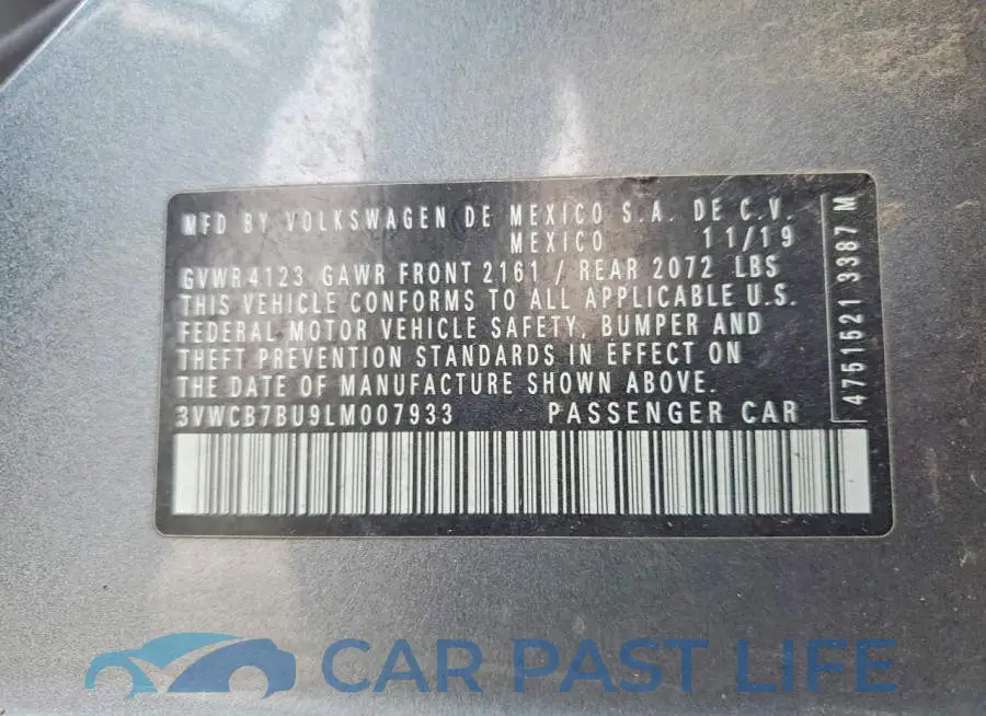 3VWCB7BU9LM007933# 13