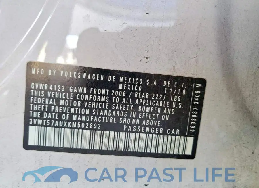 3VWT57AUXKM502892# 12