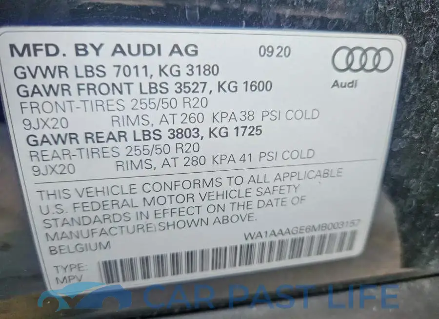WA1AAAGE6MB003157# 14