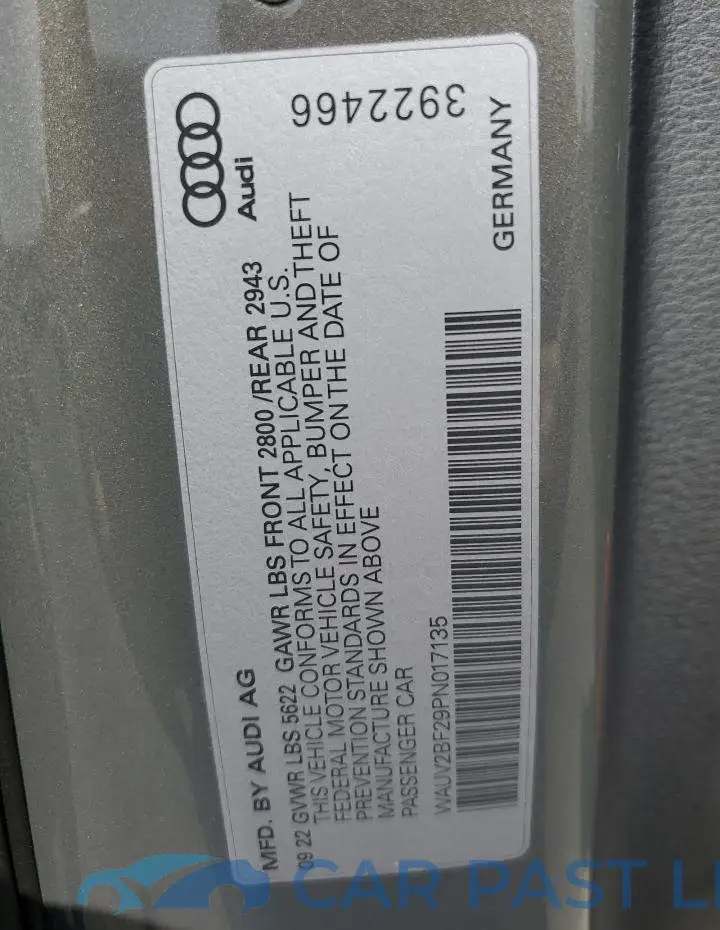 WAUV2BF29PN017135# 12