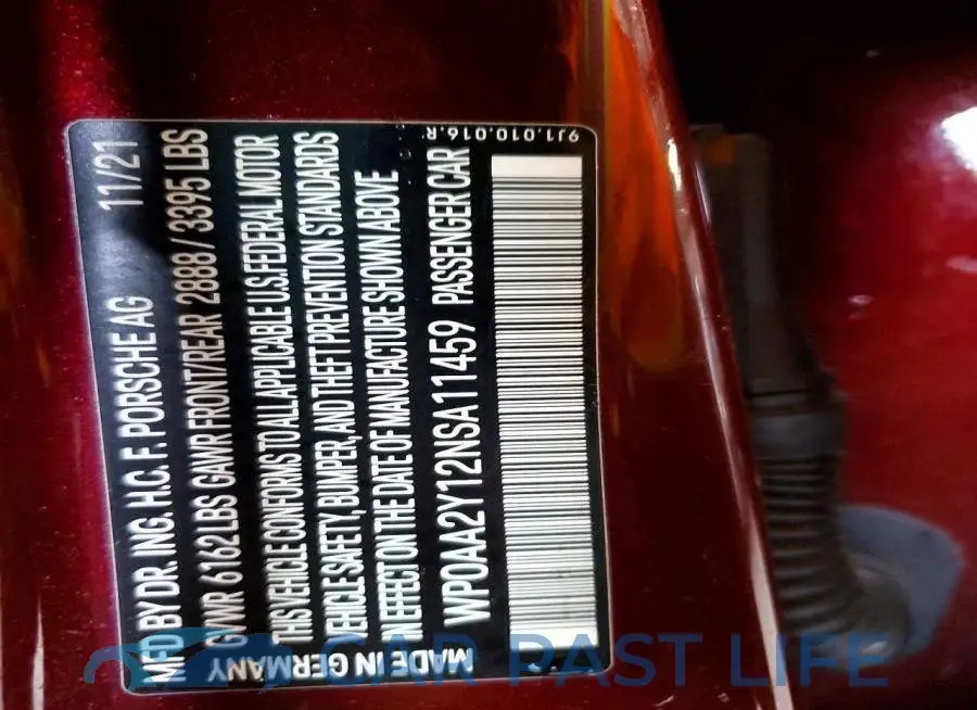 WP0AA2Y12NSA11459# 12