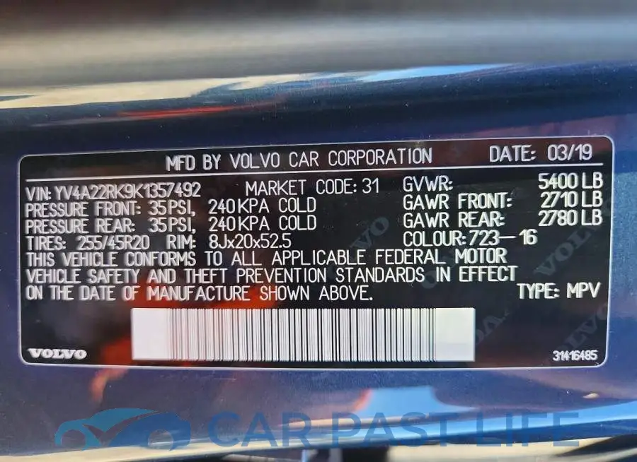 YV4A22RK9K1357492# 14