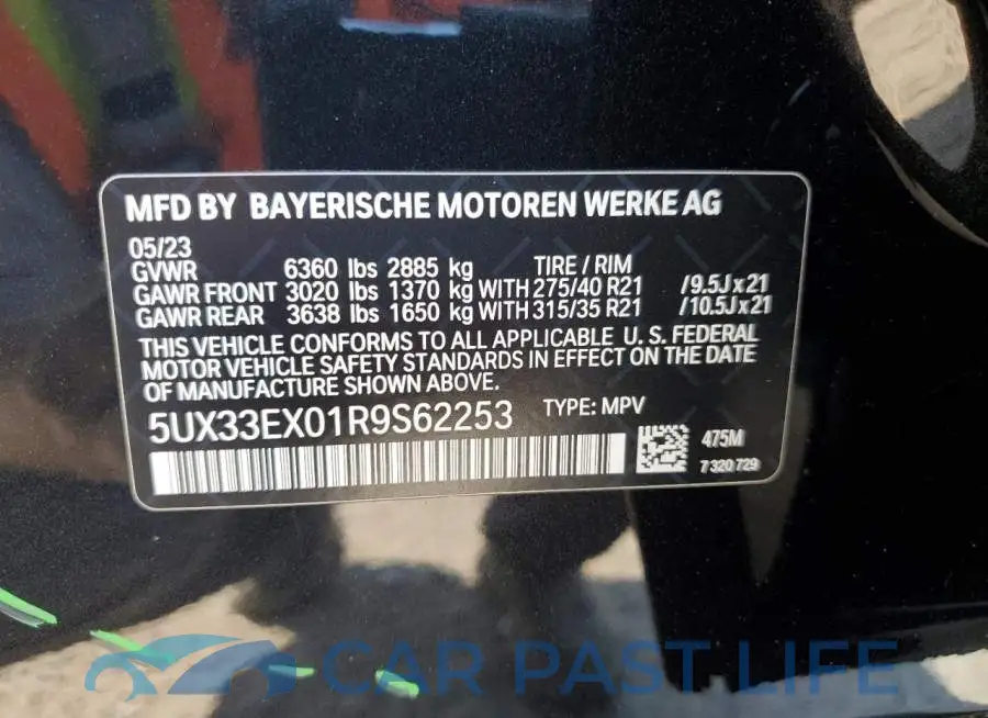 5UX33EX01R9S62253# 13