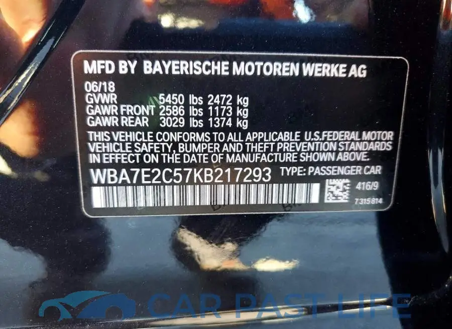WBA7E2C57KB217293# 12