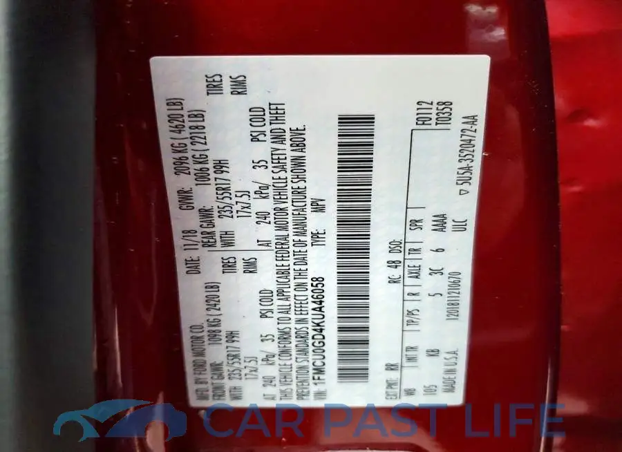 1FMCU0GD4KUA46058# 13