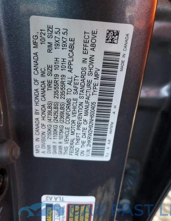 2HKRW2H92NH600405# 14