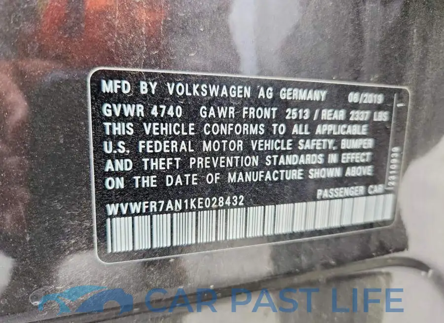 WVWFR7AN1KE028432# 13