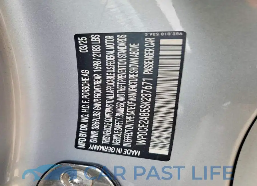 WP0CE2A85SK237671# 13