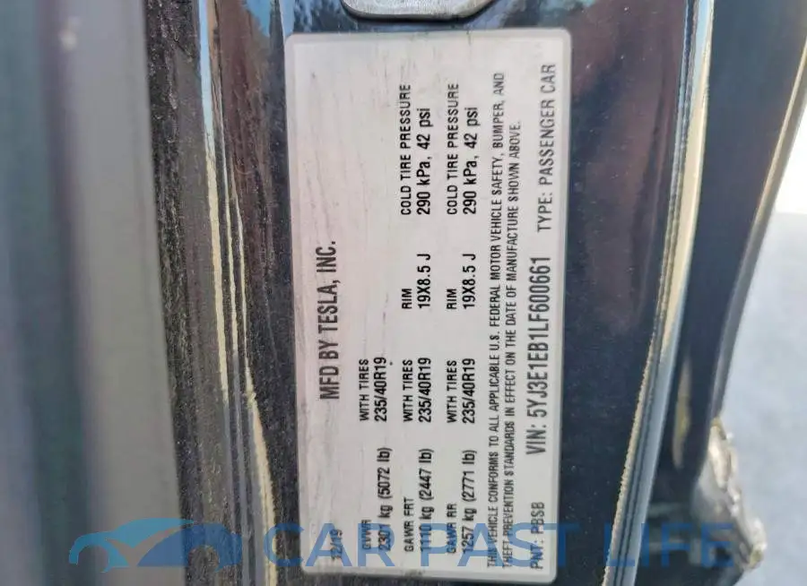 5YJ3E1EB1LF600661# 12