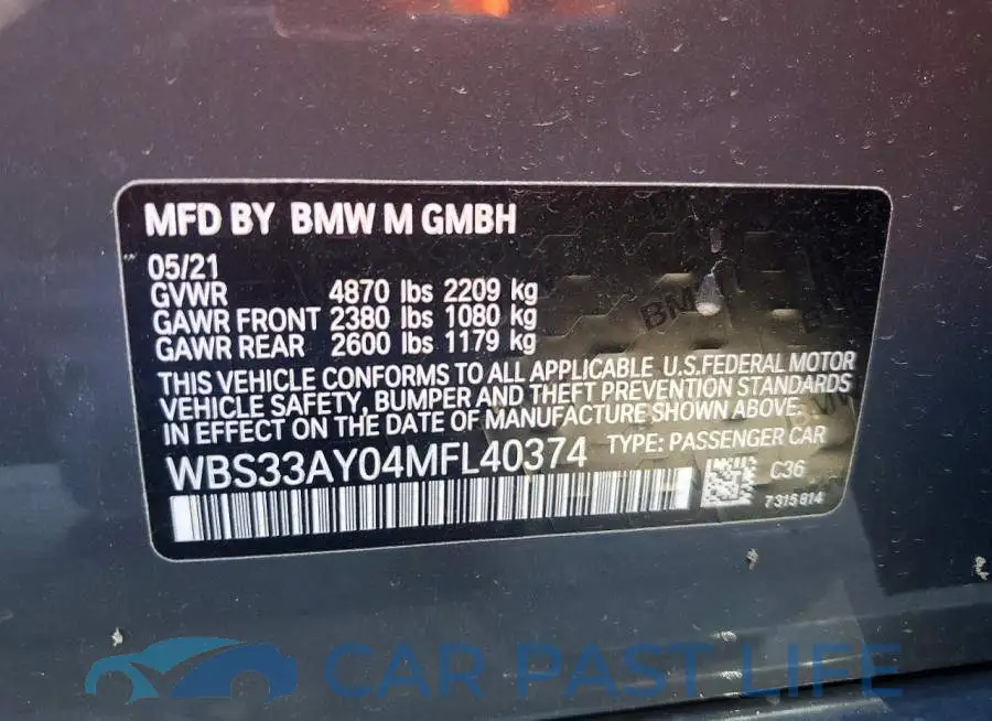 WBS33AY04MFL40374# 12