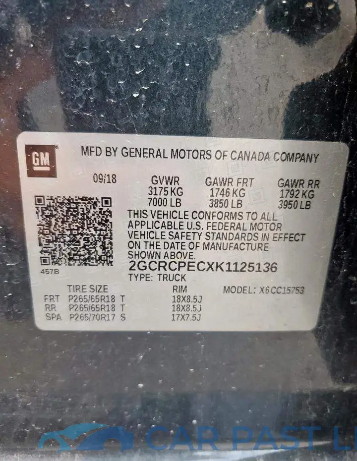 2GCRCPECXK1125136# 12