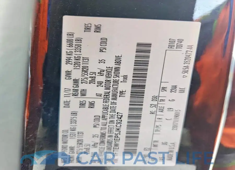1FTEW1EP5JKC92427# 12
