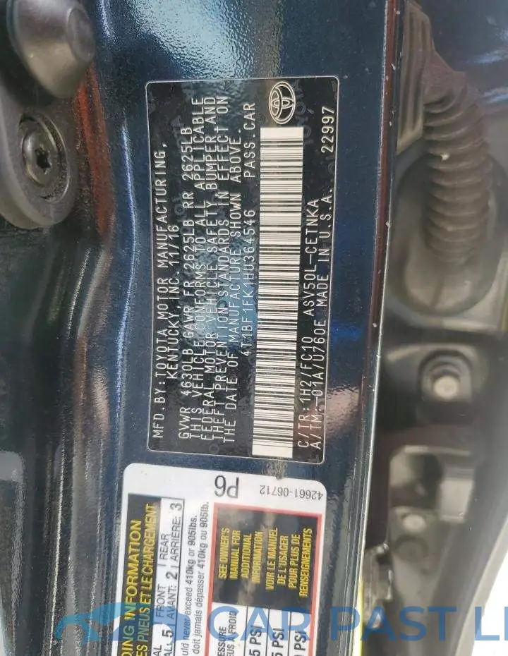 4T1BF1FK1HU364546# 12