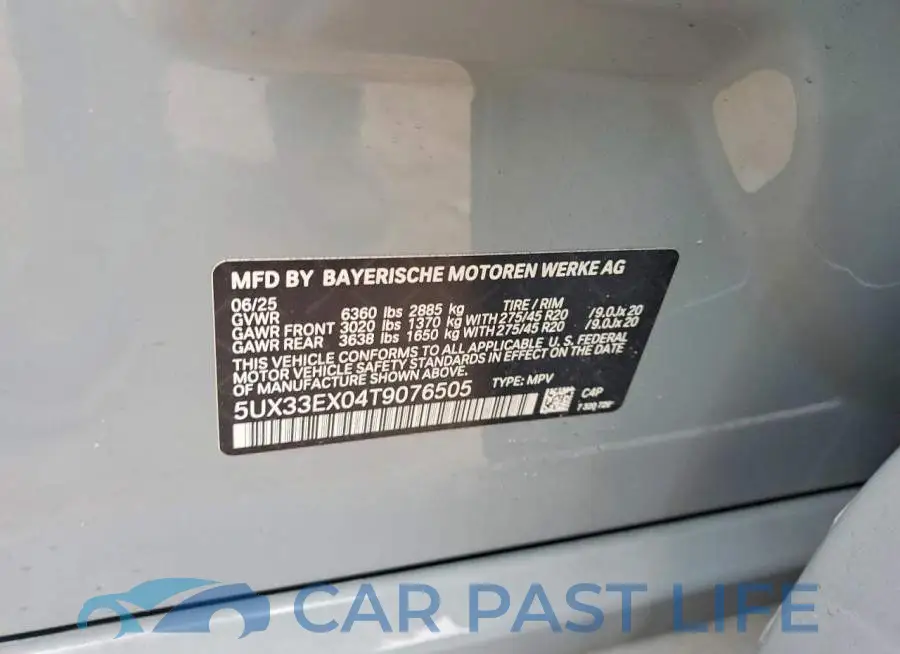 5UX33EX04T9076505# 13