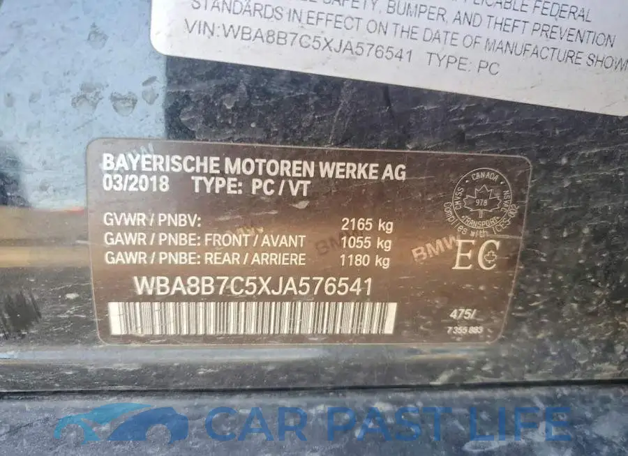 WBA8B7C5XJA576541# 12