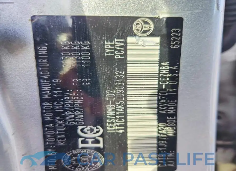 4T1C11AK5LU903432# 12