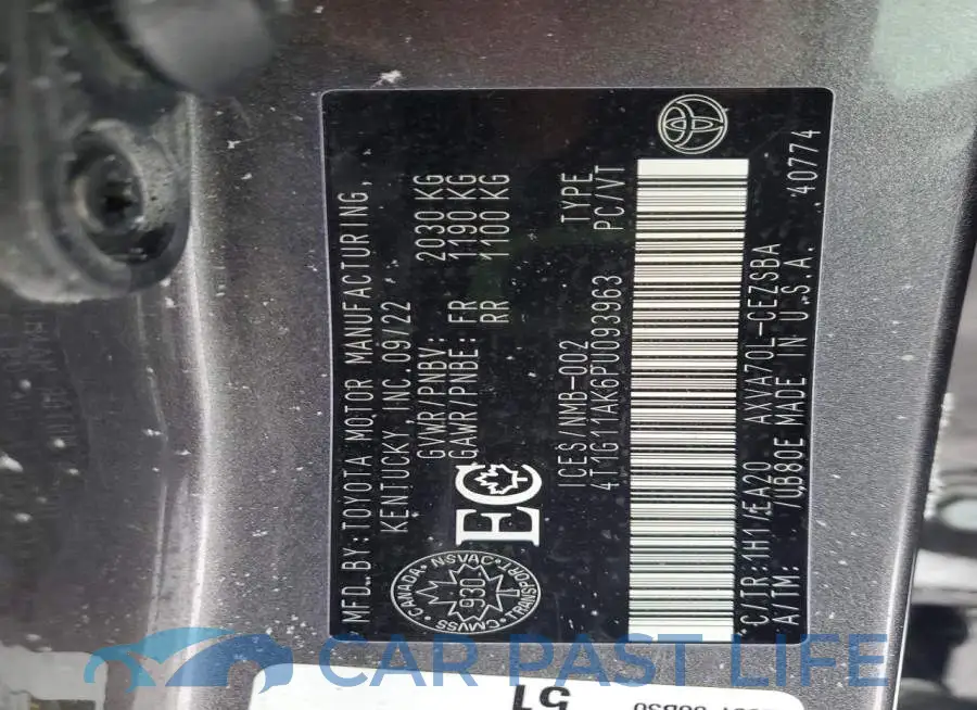 4T1G11AK6PU093963# 12