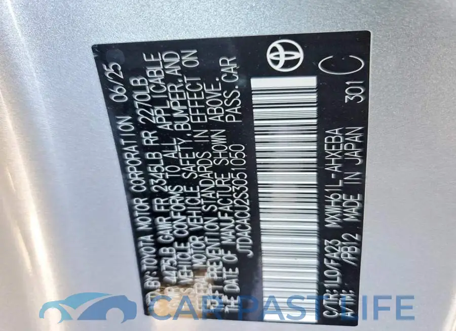 JTDACACU2S3051050# 12