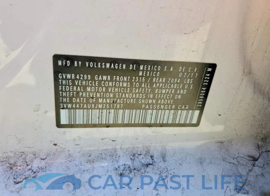 3VW447AU9JM251787# 13