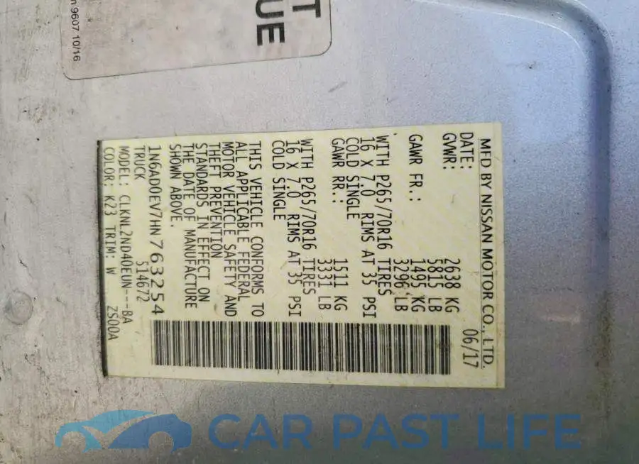 1N6AD0EV7HN763254# 12