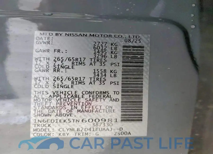 1N6ED1EK5TN600981# 12