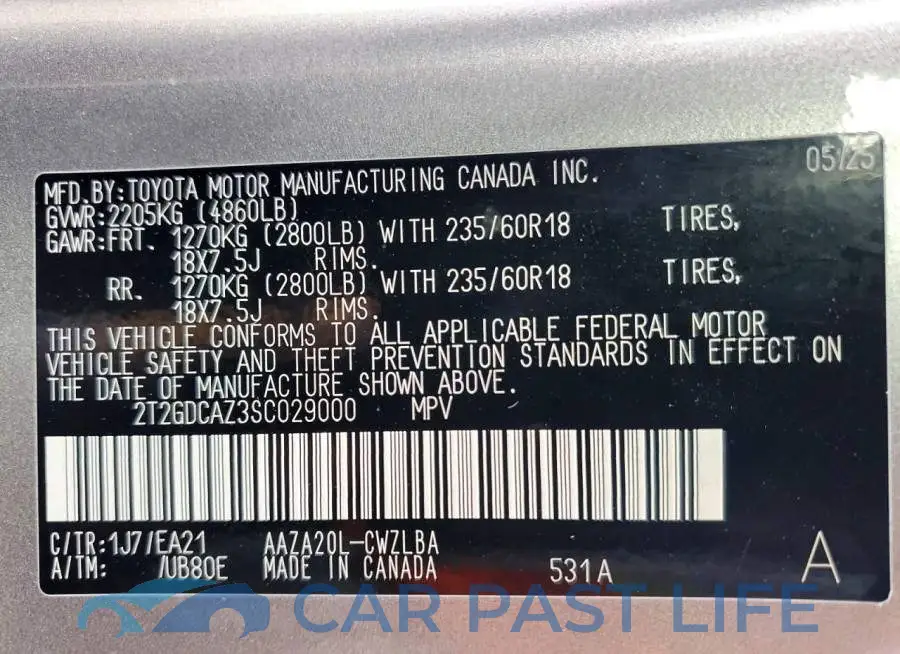 2T2GDCAZ3SC029000# 13