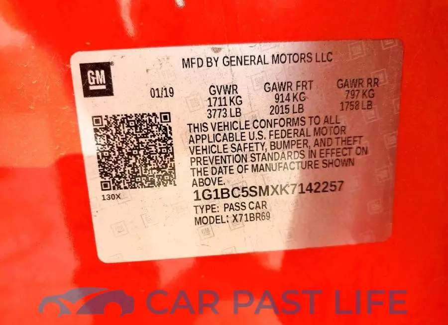 1G1BC5SMXK7142257# 12
