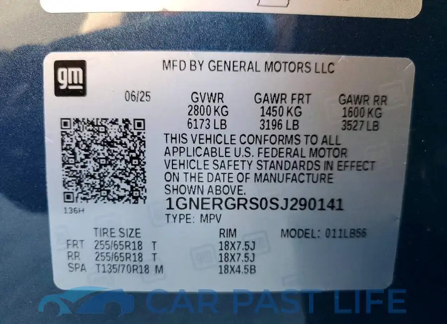1GNERGRS0SJ290141# 14