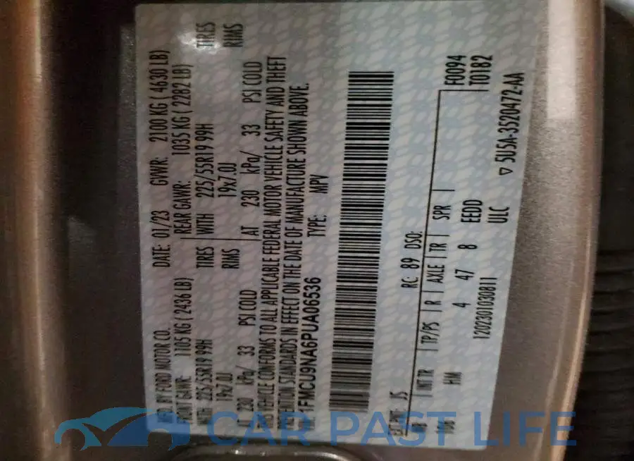 1FMCU9NA6PUA06536# 13