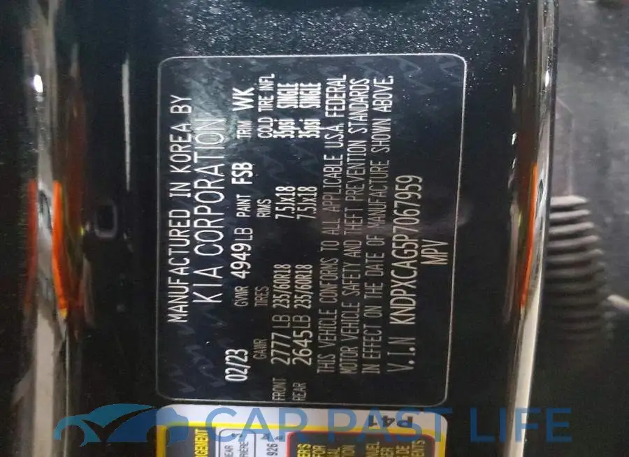 KNDPXCAG5P7067959# 13