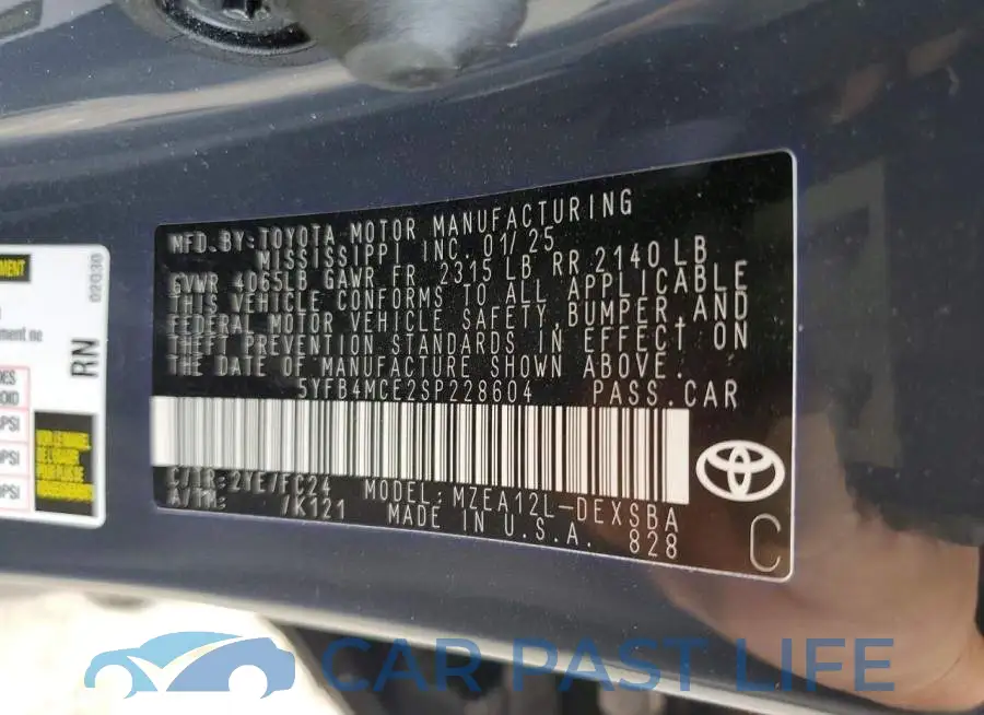 5YFB4MCE2SP228604# 12