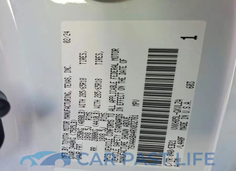 7SVAAABA4RX032781# 13