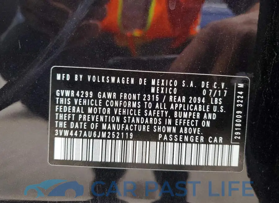 3VW447AU6JM252119# 12
