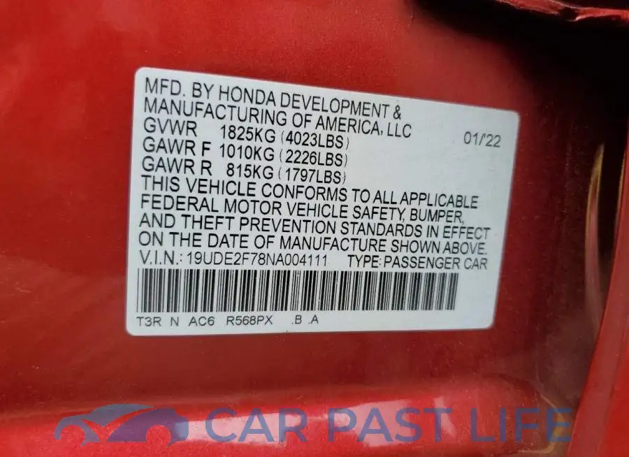 19UDE2F78NA004111# 12