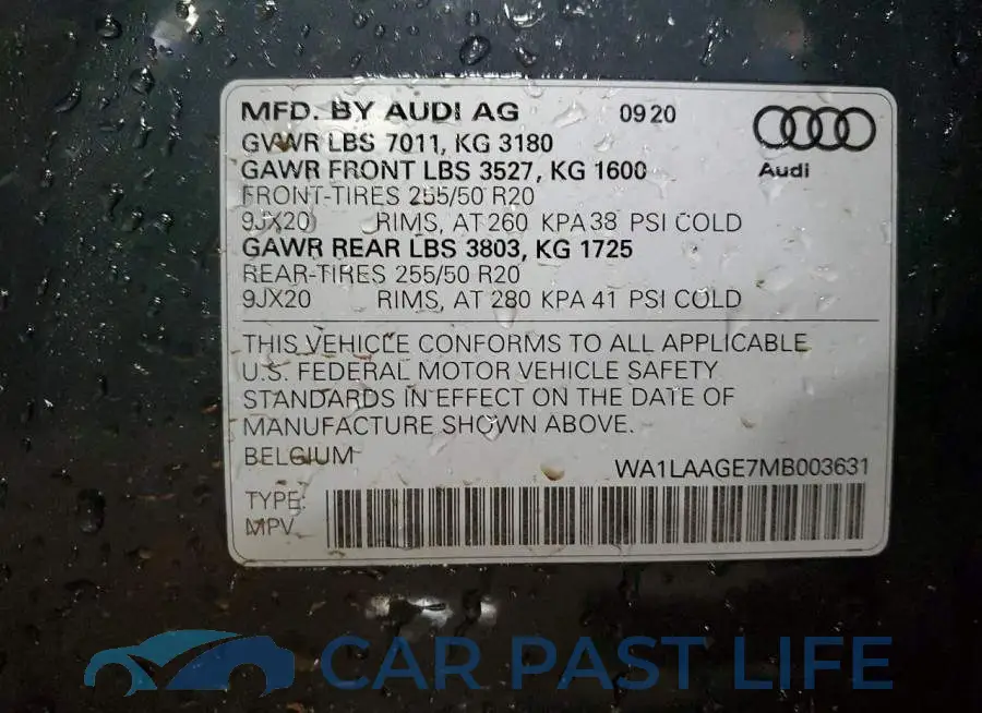 WA1LAAGE7MB003631# 12