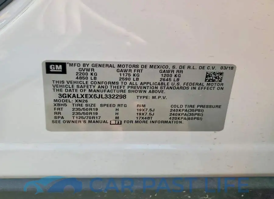 3GKALXEX6JL332298# 13