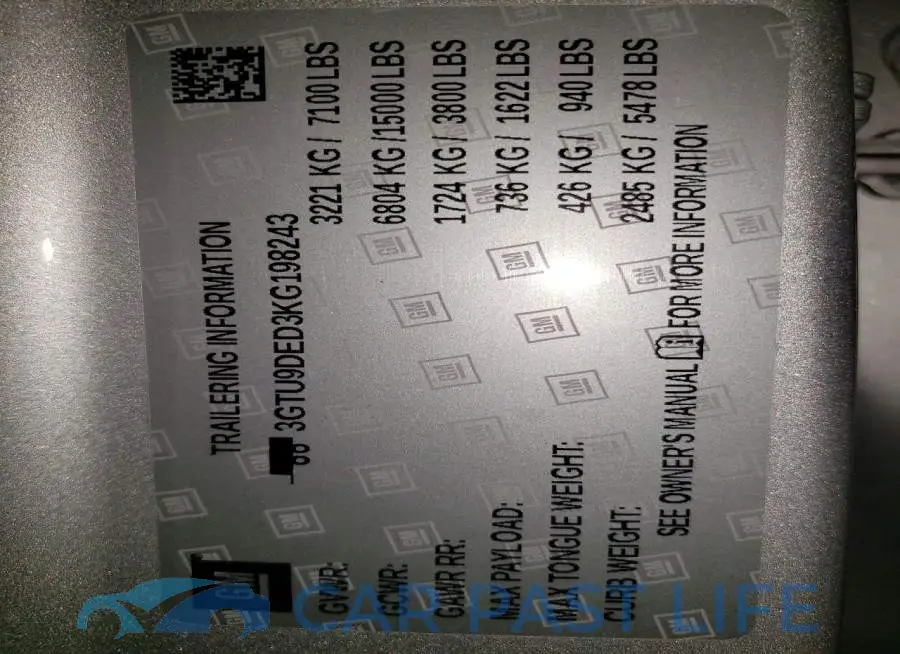 3GTU9DED3KG198243# 12