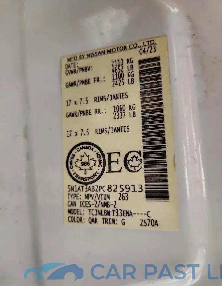 5N1AT3AB2PC825913# 13