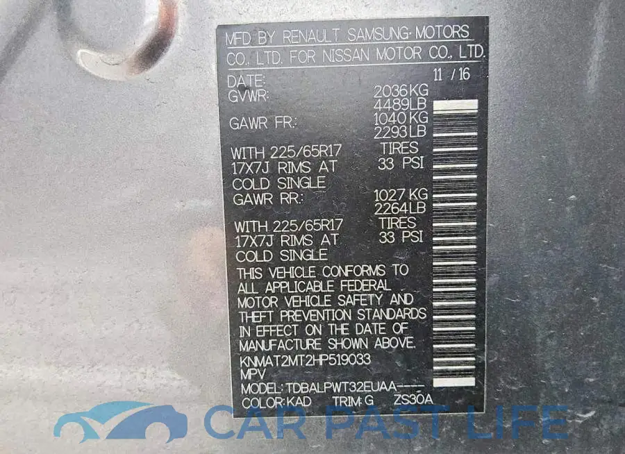 KNMAT2MT2HP519033# 12