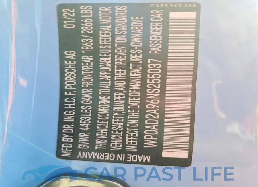 WP0AD2A96NS255037# 12