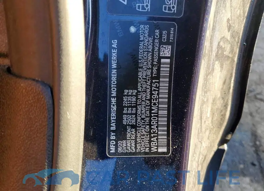WBA13AR01MCE94751# 12