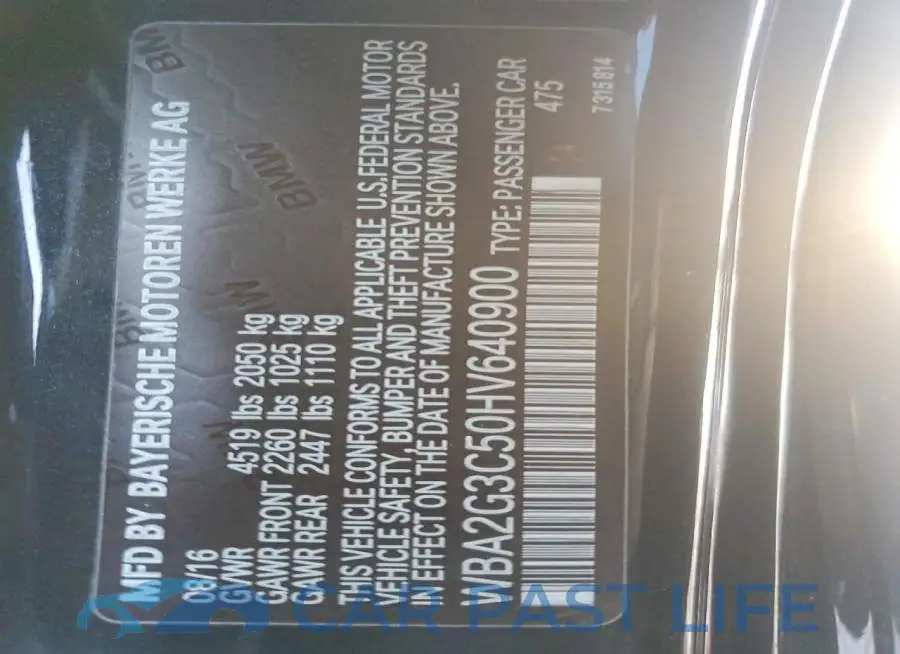 WBA2G3C50HV640900# 12