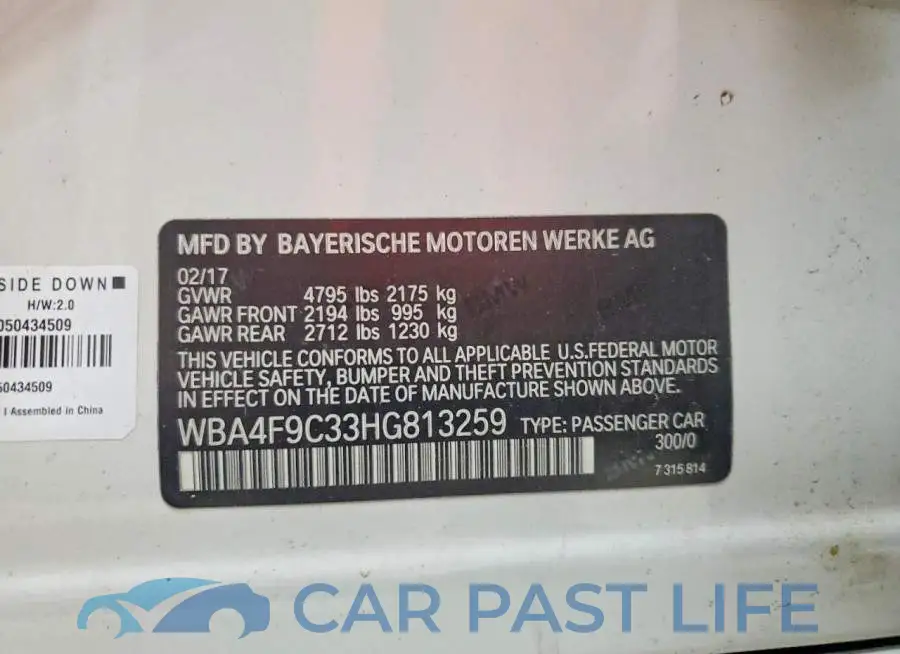 WBA4F9C33HG813259# 12