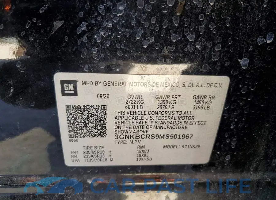 3GNKBCRS9MS501967# 13