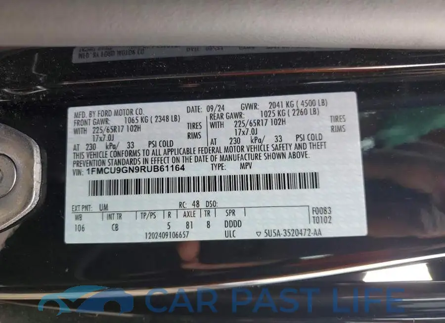 1FMCU9GN9RUB61164# 13